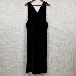 Vintage Jacqueline Ferrar Dress Womens 10‎ Plum Velour Stretch Pocket Buttons